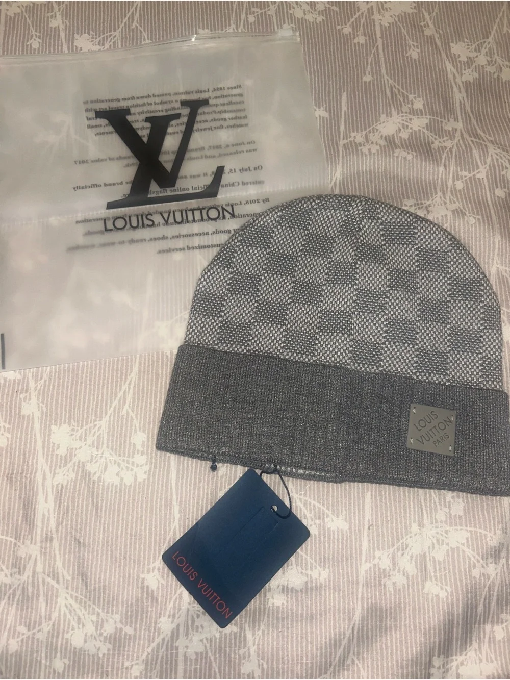 Louis Vuitton Black Knit Beanie with Logo Patch